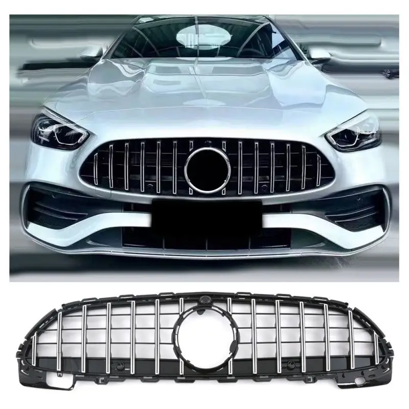 GRILLE DE RADIATEUR GT-R LOOK POUR MERCEDES CLASSE C W206 S206 PANAMERICANA NOIR - CHROME - AUSSI POUR 360° (21-25) Produit De Marque