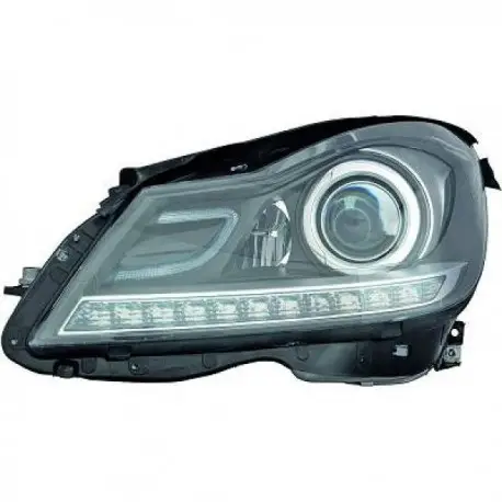 Nouvelle Collection SET DES 2 PHARE AVANT LOOK XENON AVEC LED MERCEDES CLASSE C W204 (11-14) - H7/H7 - NOIR