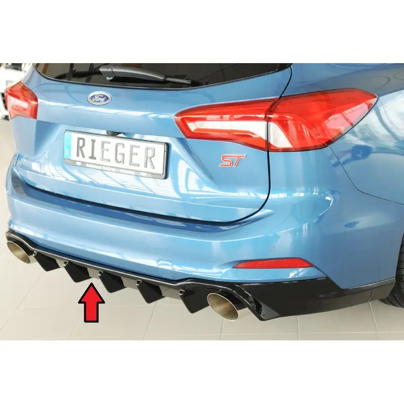 DIFFUSEUR ARRIERE RIEGER POUR FORD FOCUS ST-LINE BREAK (18-) - SIMPLE SORTIE GAUCHE DROITE - NOIR BRILLANT - ATTACHE REMORQUE Jusqu’à Épuisement Des Stocks