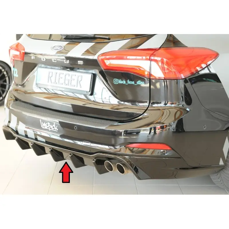 DIFFUSEUR ARRIERE RIEGER POUR FORD FOCUS ST-LINE BREAK (18-) - DOUBLE SORTIE DROITE - NOIR BRILLANT - ATTACHE REMORQUE Top Vente