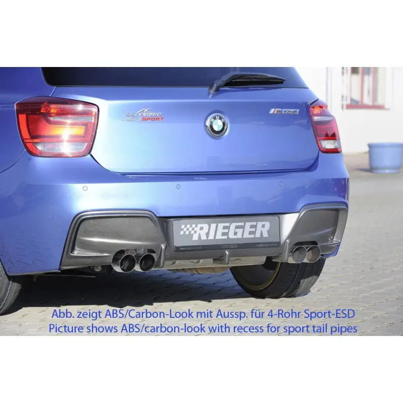 Réduction DIFFUSEUR ARRIERE PACK M BMW SERIE 1 F20 - F21 (11-15) - DOUBLE SORTIE GAUCHE DROITE - RIEGER - NOIR BRILLANT