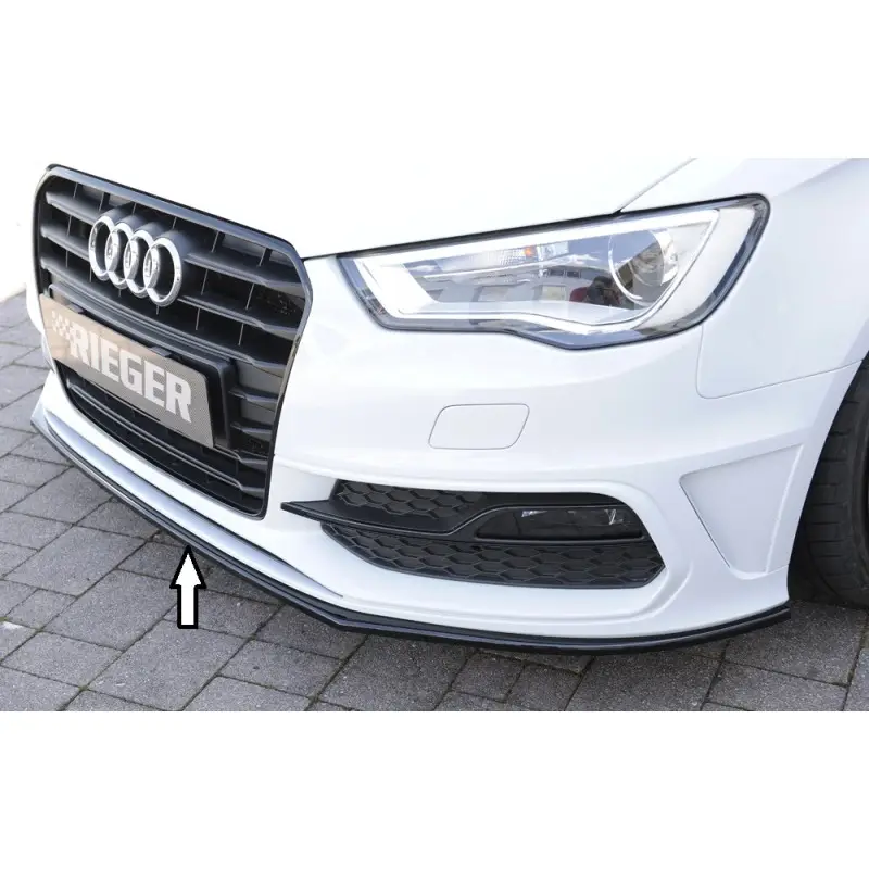 LAME AVANT RIEGER POUR AUDI A3 8V (12-16) S-LINE - AUSSI S3 - 3 PORTES - 5 PORTES - SPORTBACK - NOIR BRILLANT Prix Cassé