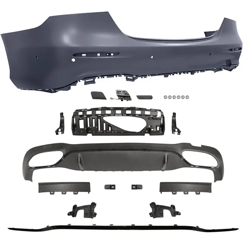 Must-Have PARE CHOCS ARRIERE PACK AMG POUR MERCEDES CLASSE E W213 BERLINE (20-24) - MOULURE NOIR - A PEINDRE