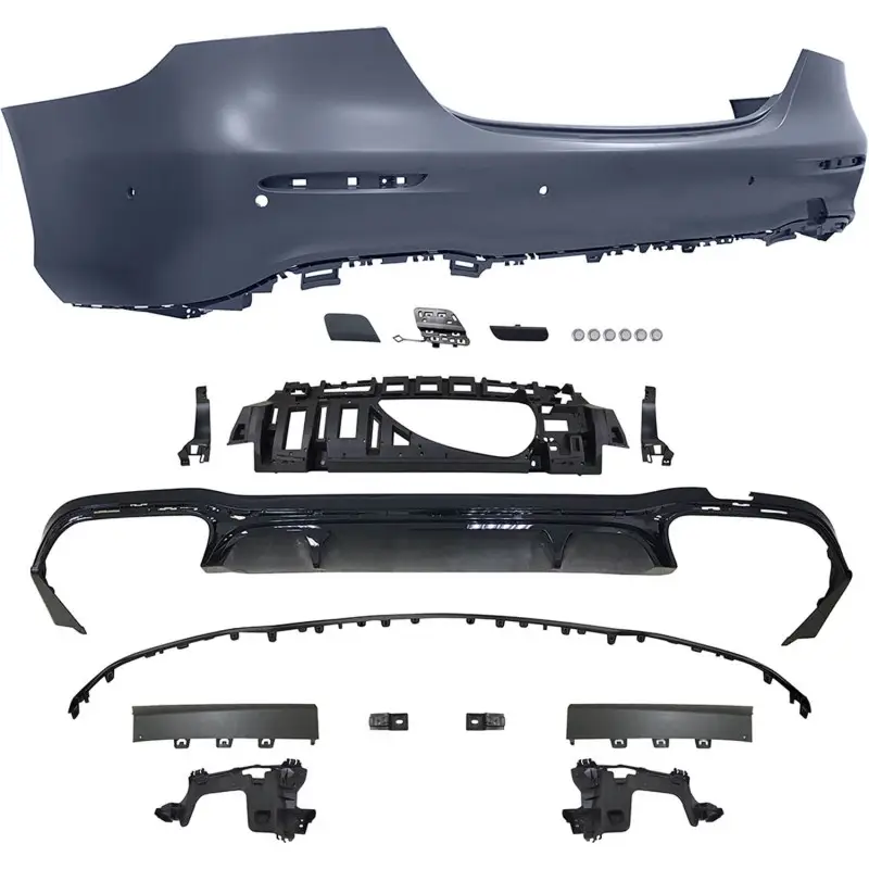 Offre Spéciale PARE CHOCS ARRIERE LOOK E63 AMG POUR MERCEDES CLASSE E W213 BERLINE (20-24) - MOULURE NOIR - A PEINDRE