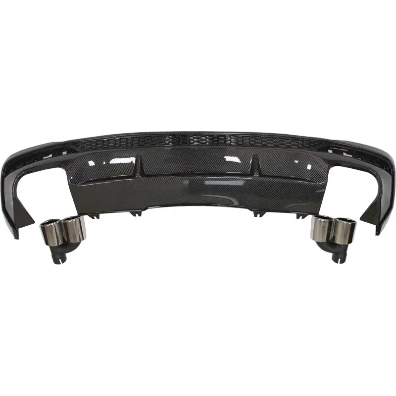 Pas Cher DIFFUSEUR LOOK S4 - CARBON LOOK POUR AUDI A4 B9 FACELIFT (19-24) - AVEC EMBOUTS CHROME - SEULEMENT POUR S-LINE