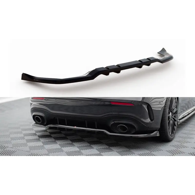 CENTRAL ARRIERE SPLITTER (AVEC UNE BARRE VERTICALE) MERCEDES-AMG A35 HATCHBACK W177 - MAXTONDESIGN - FINITION NOIR BRILLANT Quantité Limitée