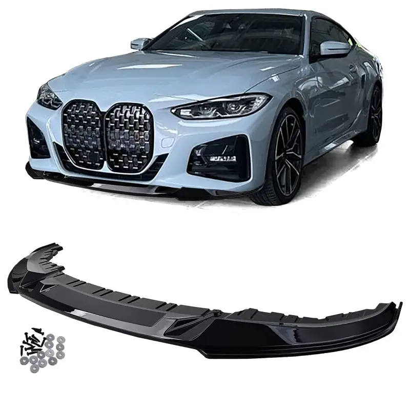 LAME M-PERFORMANCE DE PARE-CHOCS AVANT POUR BMW SERIE 4 G26 (21-24) + I4 GRAN COUPE - AVEC PACK M - NOIR BRILLANTE Seulement Aujourd’hui