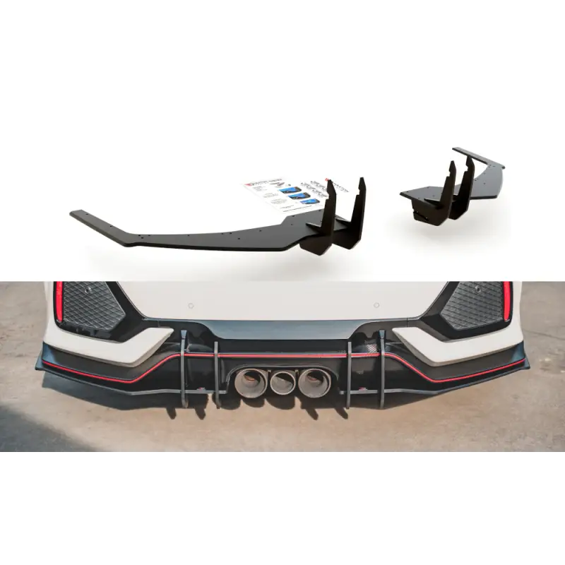 DIFFUSEUR ARRIÈRE COMPLET V.2 HONDA CIVIC X TYPE R MAXTON DESIGN - ROUGE Quantité Limitée