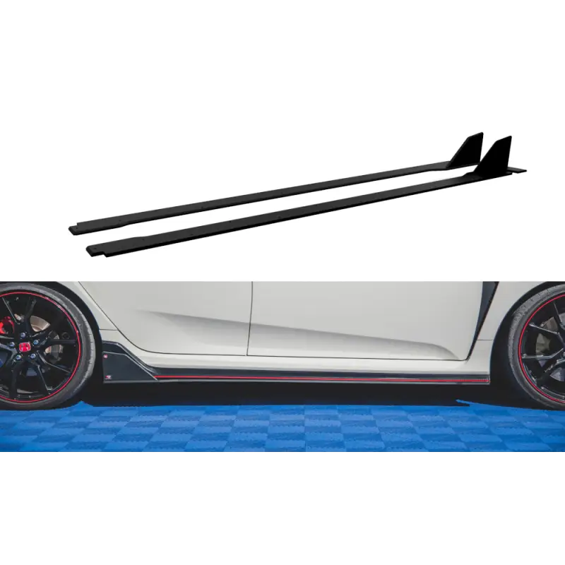Rajouts Des Bas De Caisse Honda Civic X Type-R MAXTON DESIGN - NOIR - ROUGE Commander Vite