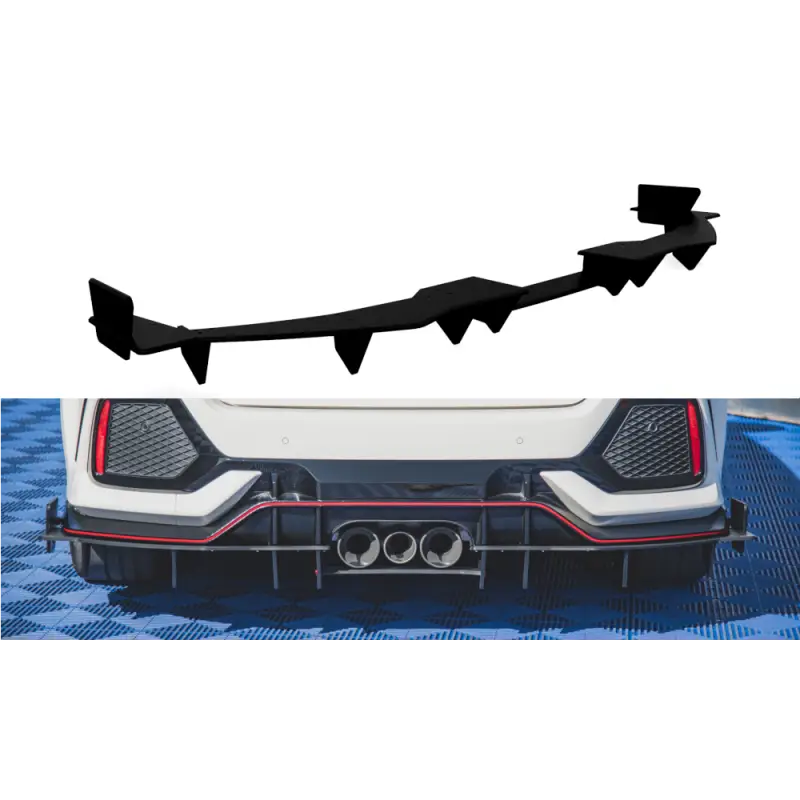 Livraison Express Diffuseur Arrière Complet Honda Civic X Type R MAXTON DESIGN - NOIR - ROUGE