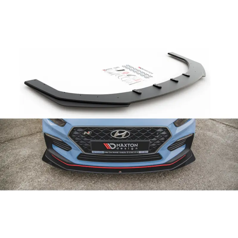 Marque Sport Durabilité Lame Du Pare-Chocs Avant + Flaps Hyundai I30 N Mk3 Hatchback / Fastback MAXTON DESIGN - ROUGE - NOIR