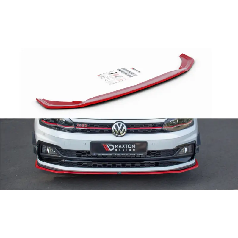 Petit Prix LAME DU PARE-CHOCS AVANT / SPLITTER V.2 VW POLO MK6 GTI MAXTON DESIGN - ROUGE