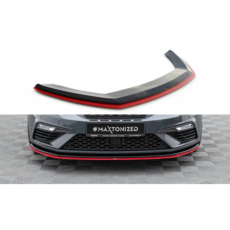 Super Prix Lame Du Pare-Chocs Avant V.3 Seat Leon Cupra / FR Mk3 FL MAXTON DESIGN - ROUGE - NOIR