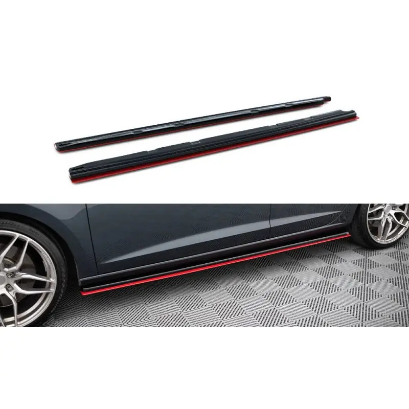 RAJOUTS DES BAS DE CAISSE POUR v.1 Seat Leon Mk3 Cupra/ FR Facelift MAXTON DESIGN - ROUGE - NOIR Jusqu’à Épuisement Des Stocks