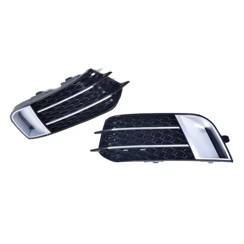 Offre Exclusive 2 GRILLES DE PARE CHOC AVANT LOOK RS1 AUDI A1 8X (10-15) - FINITION NOIR BRILLANT / ALU BROSSE