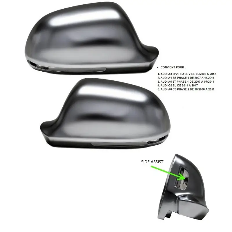 Seulement Aujourd’hui SET DE 2 COQUES DE RÉTROVISEURS ALU BROSSÉ POUR AUDI A3 8P (08-10) + A4 B8 (08-10) + A5 8T (08-10) + A6 4F (08-10) - SIDE ASSIST
