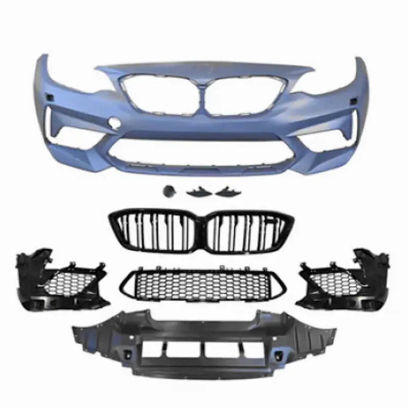 PARE-CHOCS AVANT LOOK M2 CS - M2 COMPETITION AVEC CALANDRE FULL BLACK POUR BMW M2 F87 (13-21) - POUR LAVE-PHARE - PDC Paiement Sécurisé