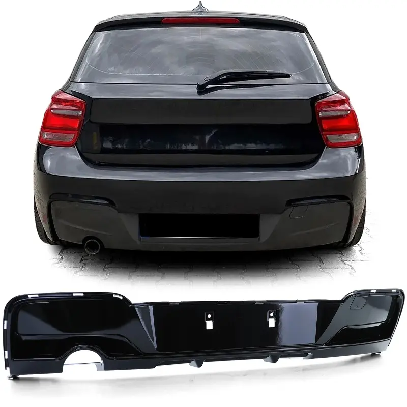 DIFFUSEUR DE PARE-CHOC PACK-M BMW SÉRIE 1 F20-F21 (11-15) - SIMPLE SORTIE GAUCHE - NOIR BRILLANT Produit De Marque