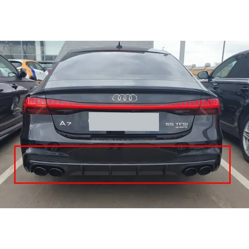 Marque DIFFUSEUR ARRIERE LOOK S7 AVEC FAUX EMBOUTS POUR AUDI A7 4K (18-23) POUR S-LINE - AVEC EMBOUTS NOIRS