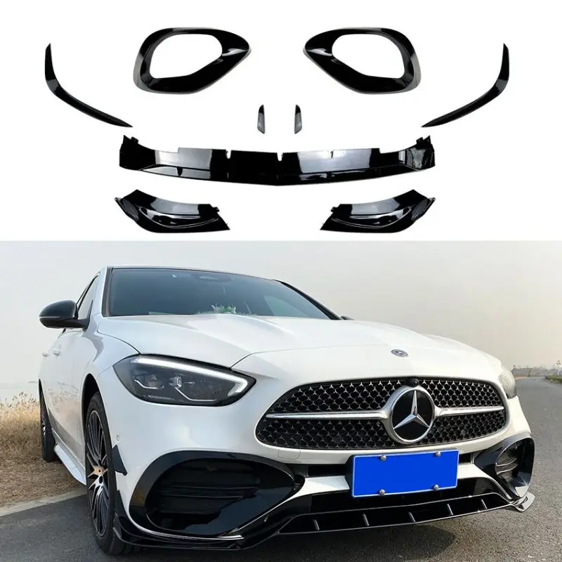 PACK AERO - ECOPES - FLAP - LAME DE PARE-CHOCS AVANT NOIR BRILLANT POUR MERCEDES CLASSE C - W206 S206 (21-23) AVEC PACK AMG Commander Maintenant