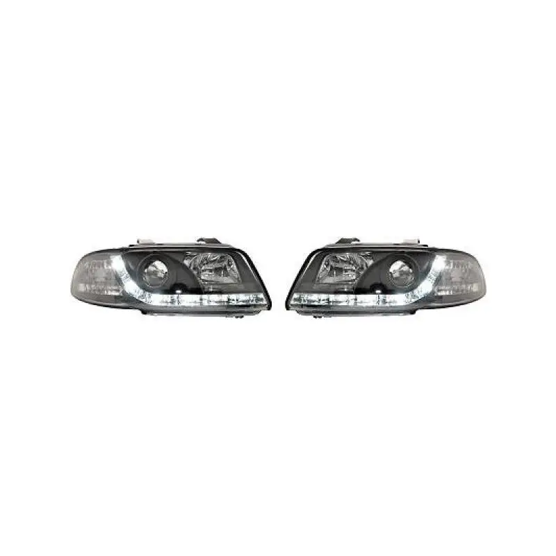 Nouveauté SET DE PHARES AVANT POUR AUDI A4 B5 (94-99) - H1/H1 - NOIR - MOD 2 + CABLAGE FEU DE JOUR