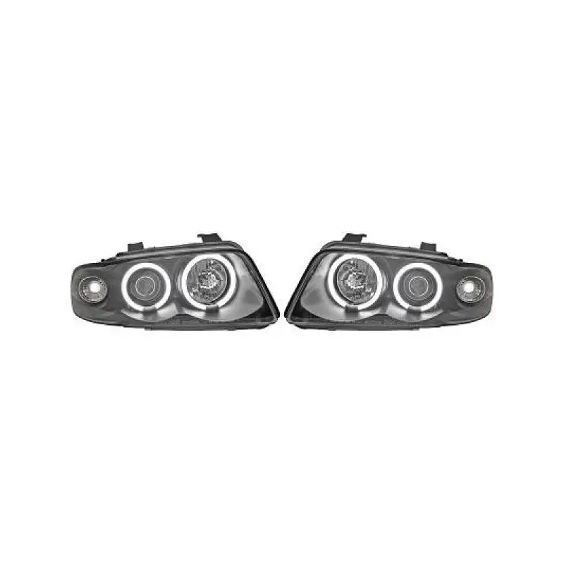 SET DE PHARES AVANT ANGEL EYES CCFL POUR AUDI A4 B5 (94-99) - H1/H1 - NOIR Meilleure Vente