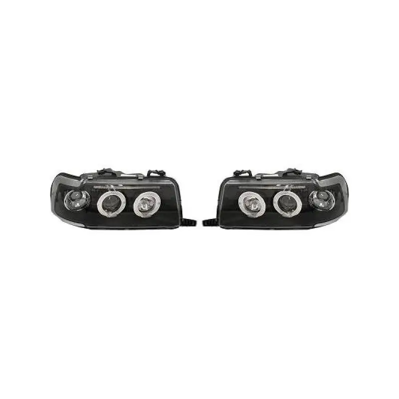 SET DE PHARES AVANT ANGEL EYES POUR AUDI 80 (91-94) - FOND NOIR - H1/H1 Certifié