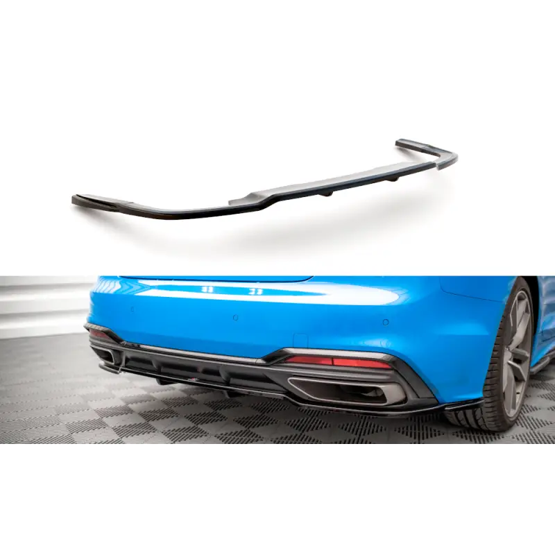 Livraison Express CENTRAL ARRIERE SPLITTER (AVEC UNE BARRE VERTICALE) AUDI A5 S-LINE F5 FACELIFT - MAXTON DESIGN - FINITION NOIR BRILLANT