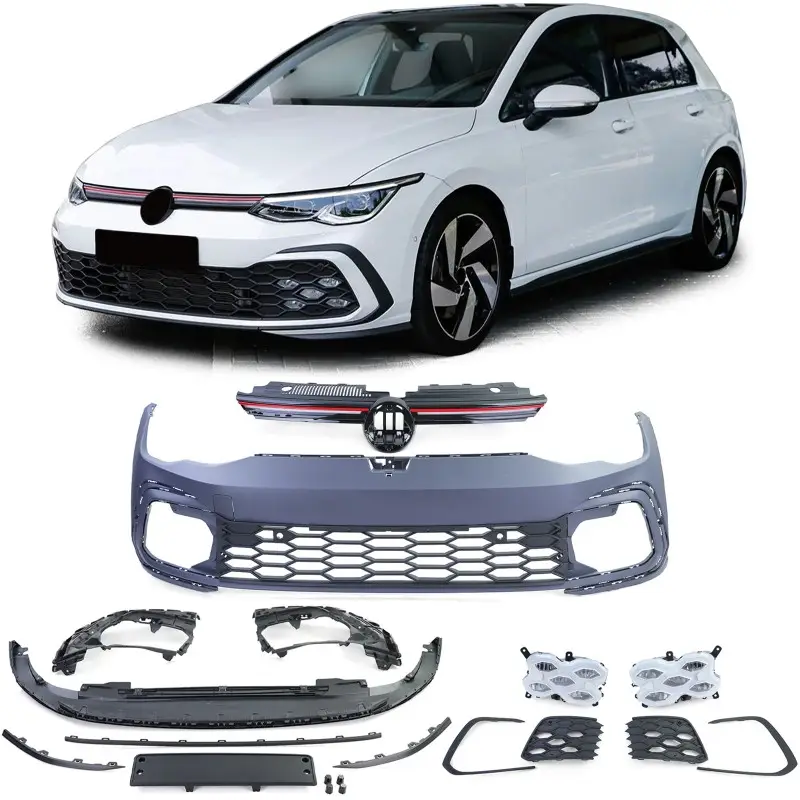 PARE-CHOCS AVANT COMPLET LOOK GTI - GTD POUR VW GOLF 8 (20-22) - LOOK GTI - CALANDRE LED Paiement Sécurisé