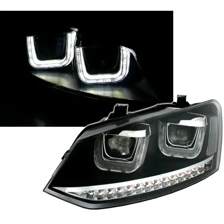 Commande En Gros SET DE DEUX PHARES AVANTLOOK GOLF 7 FOND NOIR DYNAMIQUE POUR VW POLO 6R (09-14) - H7/H7 - LIGNE CHROME