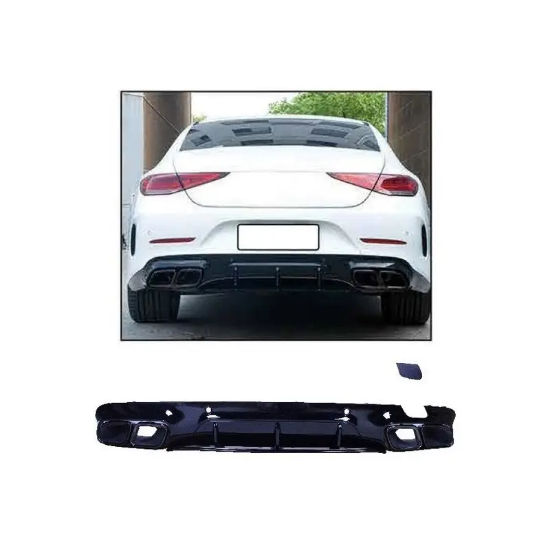 DIFFUSEUR COMPLET LOOK CLS 63 AMG FULL BLACK POUR MERCEDES CLS W257 C257 (18-24) PACK AMG - EMBOUTS D'ECHAPPEMENT CARRE NOIR Remise