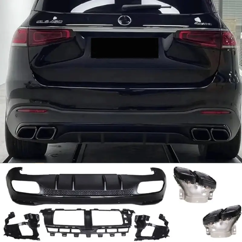 DIFFUSEUR COMPLET LOOK GLS 63 AMG NOIR POUR MERCEDES GLS SUV W167 (20-25) PACK AMG - EMBOUTS D'ECHAPPEMENT NOIR Livraison Express