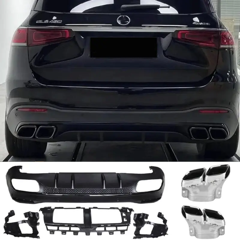 Réduction DIFFUSEUR COMPLET LOOK GLS 63 AMG NOIR POUR MERCEDES GLS SUV W167 (20-25) PACK AMG - EMBOUTS D'ECHAPPEMENT CHROME