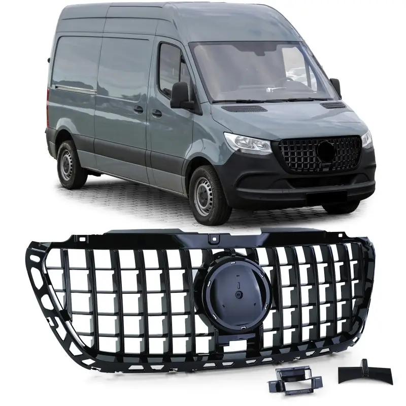 Usine Directe CALANDRE LOOK GT-R PANAMERICANA POUR MERCEDES SPRINTER W907 (19-24) FULL NOIR