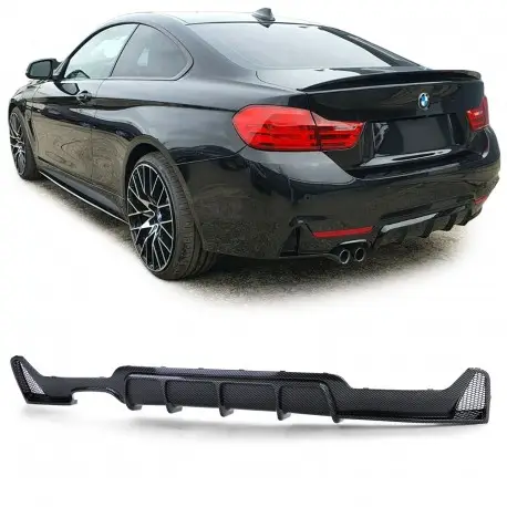 Prix Choc DIFFUSEUR DE PARE CHOC ARRIERE M-PERFORMANCE LOOK CARBONE POUR BMW SERIE 4 F32/F33/F36 (13-19) - DOUBLE SORTIE GAUCHE