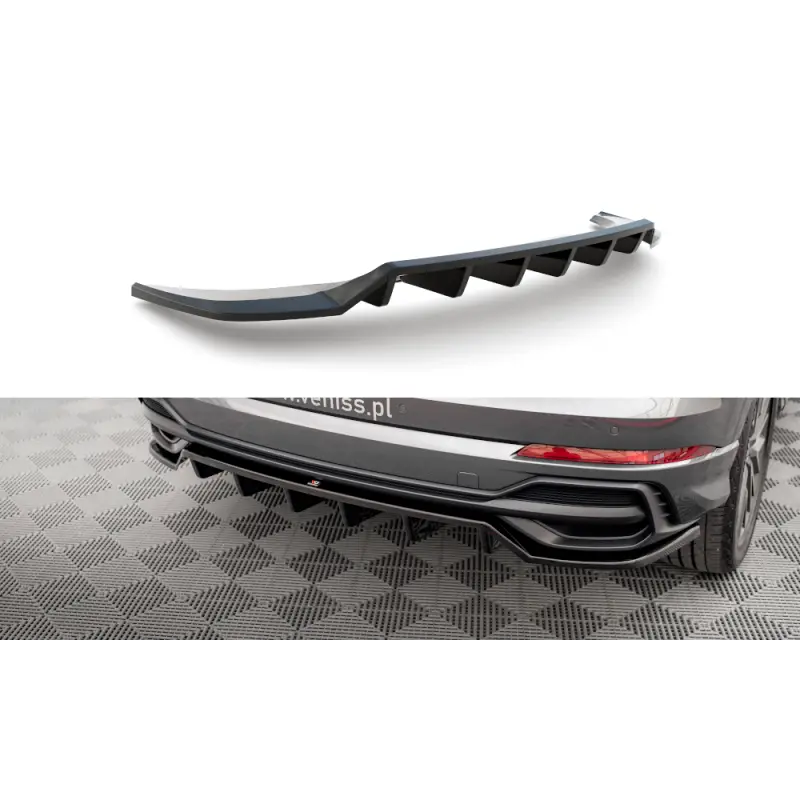 CENTRAL ARRIERE SPLITTER (AVEC BARRE VERTICALE) AUDI Q3 F3 SUV S-LINE - MAXTON DESIGN - FINITION NOIR BRILLANT Commander Maintenant
