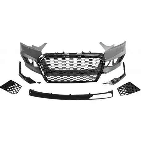 PARE CHOC AVANT COMPLET DESIGN AUDI A4 B9 8W (15-19) LOOK RS4 - MOD 4 - AVEC GRILLES NOIR - AVEC LAVE PHARE - AVEC PDC Nouveauté