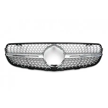 Remise CALANDRE LOOK DIAMANT POUR MERCEDES X253 W253 GLC (15-19) - NOIR -ALU + CHROME