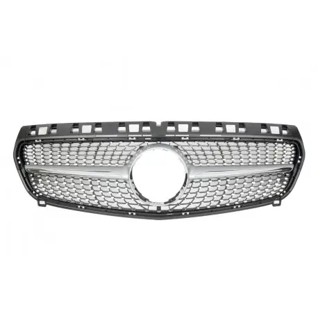 CALANDRE LOOK DIAMANT POUR MERCEDES CLASSE A W176 (12-15) - NOIR - ALU + CHROME Satisfait Ou Remboursé