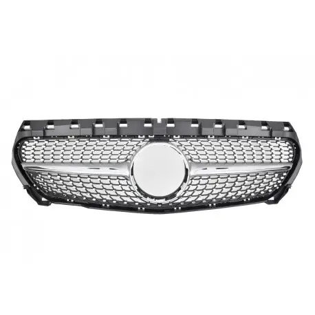 CALANDRE LOOK DIAMANT POUR MERCEDES CLA C117 (13-19) NOIR - ALU + CHROME Prix Bas