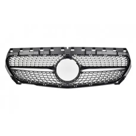 CALANDRE LOOK DIAMANT POUR MERCEDES CLA C117 (13-19) NOIR + CHROME Nouvel Arrivage