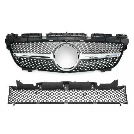 Nouvel Arrivage CALANDRE LOOK DIAMANT POUR MERCEDES R172 SLK (2011-2015 ) NOIR - ALU + CHROME