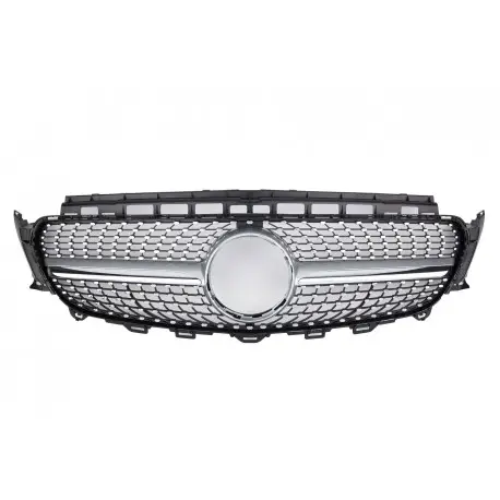 CALANDRE LOOK DIAMANT MERCEDES CLASSE E W213 C238 (16-20) - NOIR - ALU + CHROME - SANS CAMERA 360° Prix Réduit