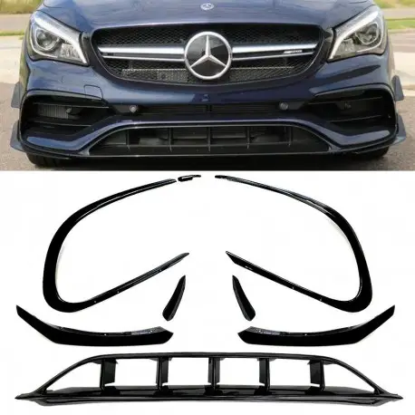 Expédition Rapide PACK ECOPES - FLAPLOOK AERO DE PARE-CHOCS AVANT NOIR BRILLANT POUR MERCEDES CLASSE CLA - C117 (16-19) AVEC PACK AMG