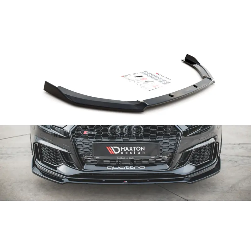 LAME DU PARE-CHOCS AVANT V.3 AUDI RS3 8V FL SPORTBACK - MAXTON DESIGN - FINITION NOIR BRILLANT Prix Cassé