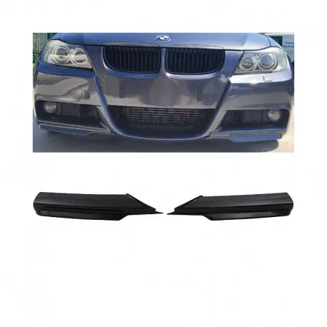 SPLITTERS DE PARE-CHOCS AVANT BMW SÉRIE 3 E90/E91 (05-08) - POUR PACK M - LOOK CARBONE Promotion Saisonnière