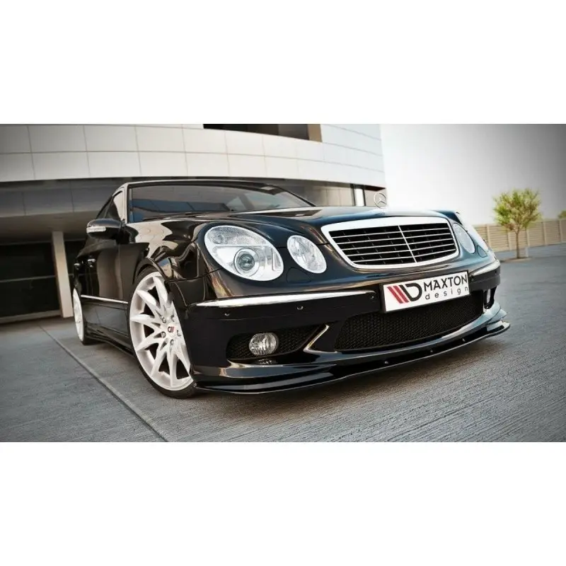 LAME DU PARE-CHOCS AVANT MERCEDES E W211 AMG AVANT FACELIFT - MAXTON DESIGN - FINITION NOIR BRILLANT Meilleur Choix