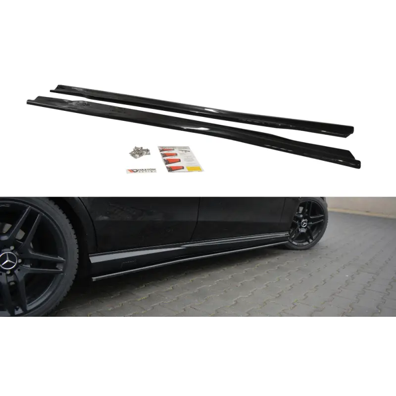 Nouvelle Collection SET DES DIFFUSEUR DES BAS DE CAISSE MERCEDES-BENZ E63 AMG W212- MAXTON DESIGN - FINITION NOIR BRILLANT