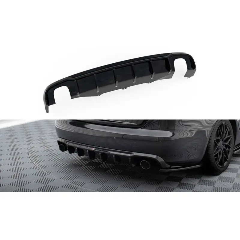 Populaire DIFFUSEUR ARRIÈRE COMPLET AUDI A4 B8 (VERSION AVEC ÉCHAPPEMENTS SIMPLES SUR DEUX CÔTÉS) - MAXTONDESIGN - FINITION NOIR BRILLANT
