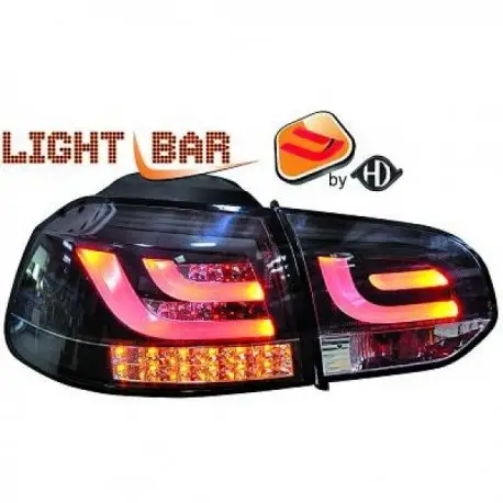 Petit Prix SET FEUX ARRIERES LED - BAR - NOIR FONCE - TRANSPARENT VW GOLF 6 (08-12) SAUF BREAK & CABRIOLET
